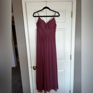 Levkoff Rosewood Chiffon V-Neck A-line Dress style 7154